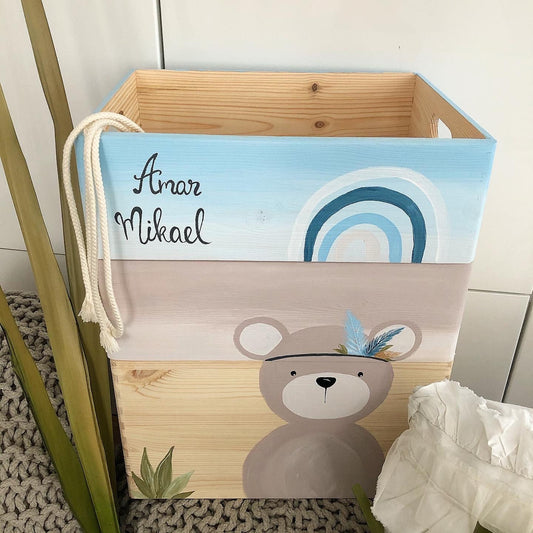 Stapelkiste Groß 3er Set Boho Bär - Wood Kids World