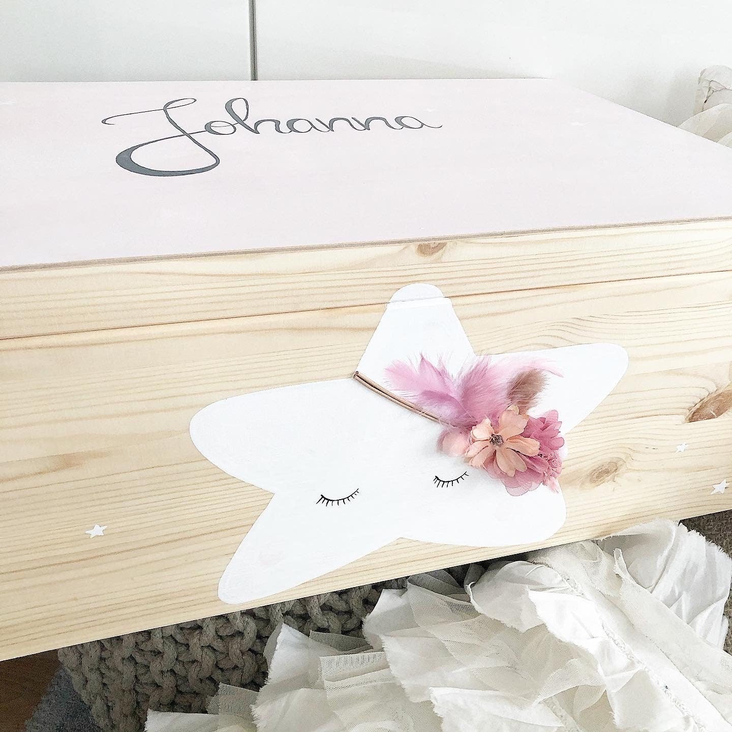 Kiste 3D Stern mit Blumen - Wood Kids World