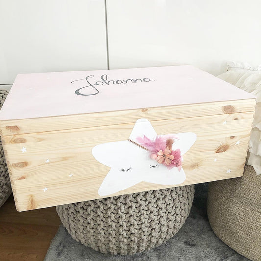 Kiste 3D Stern mit Blumen - Wood Kids World