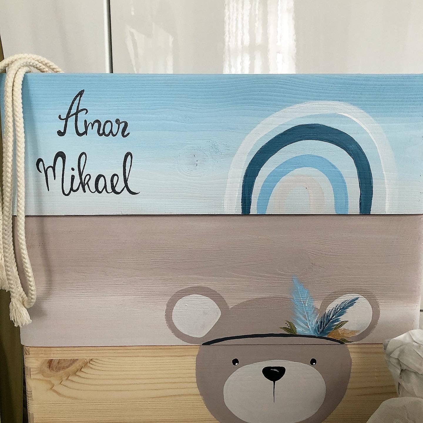 Stapelkiste Groß 3er Set Boho Bär - Wood Kids World