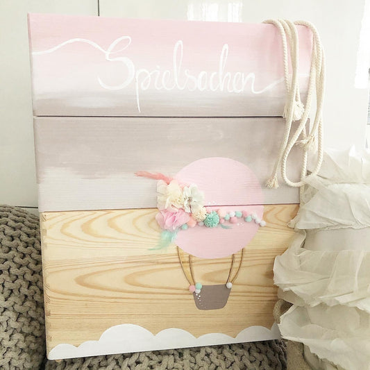 Stapelkiste Groß 3er Set 3D Ballon mit Blumen - Wood Kids World