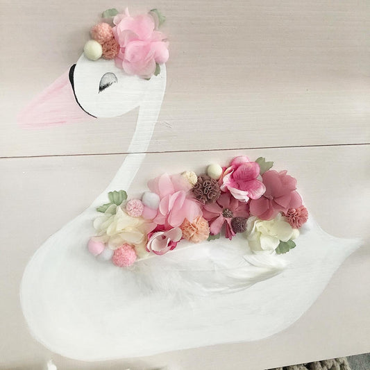 Stapelkiste Groß 3er Set 3D Schwan mit Blumen - Wood Kids World