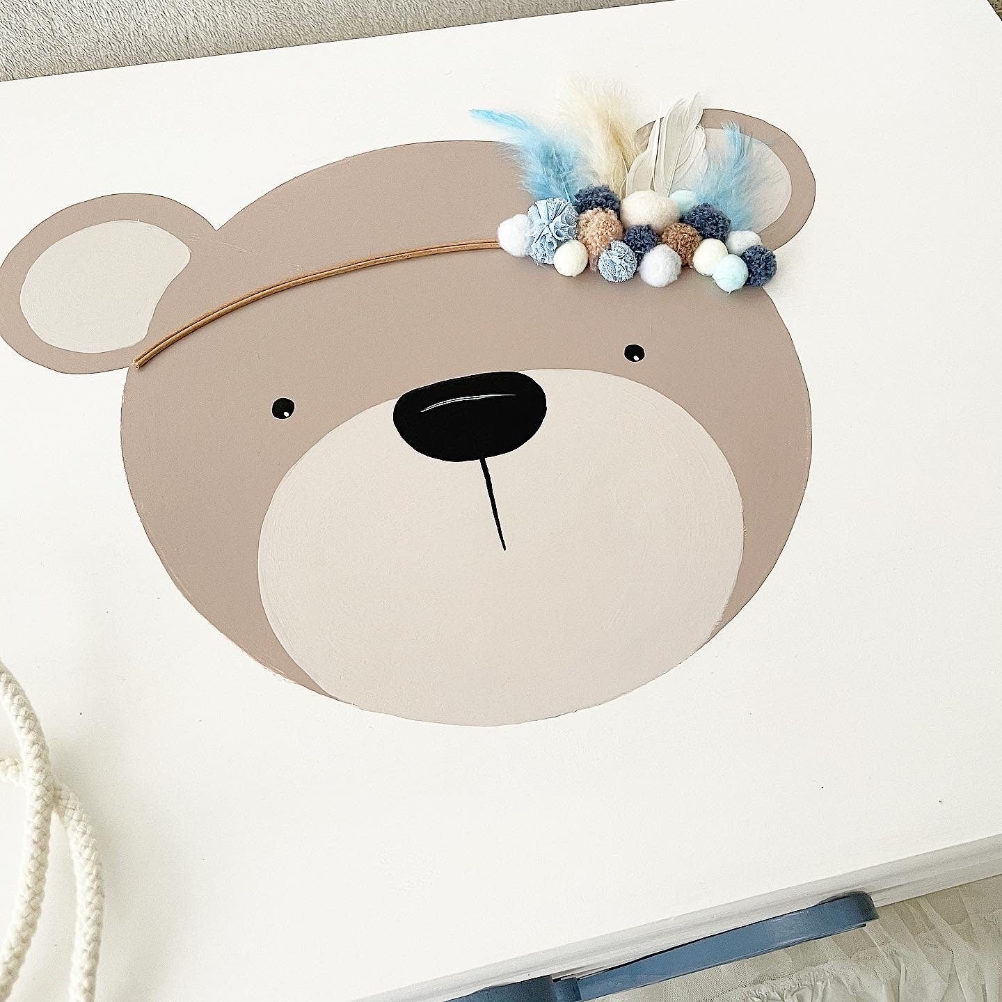 Kiste Boho Bär Pompoms - Wood Kids World