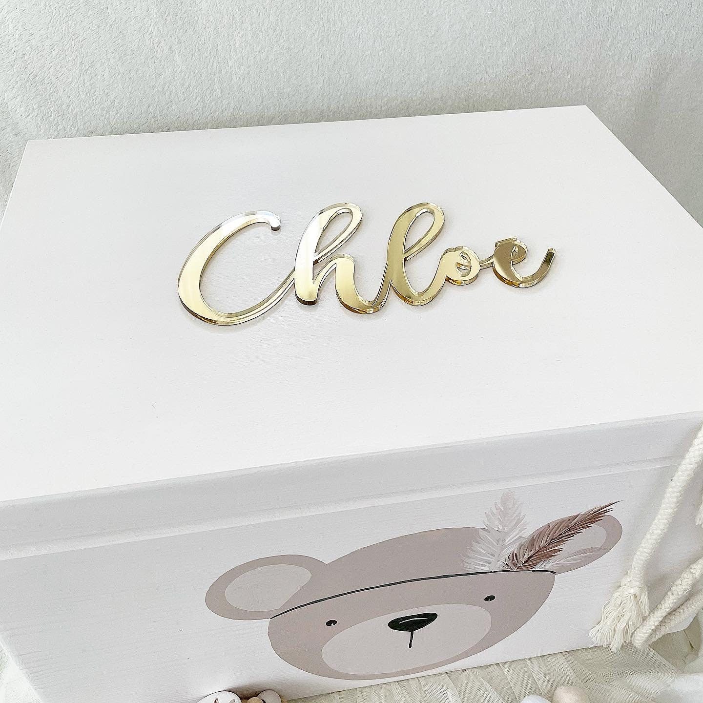 Kiste 3D Boho Bär White - Wood Kids World