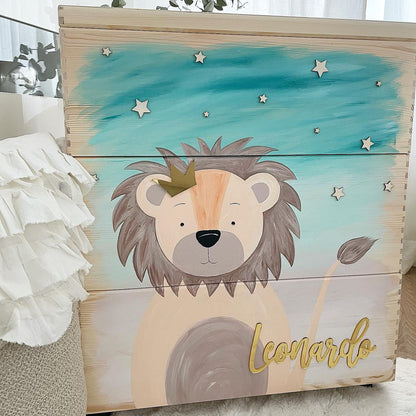 Stapelkiste Groß 3er auf Rollen 3D Lion King - Wood Kids World