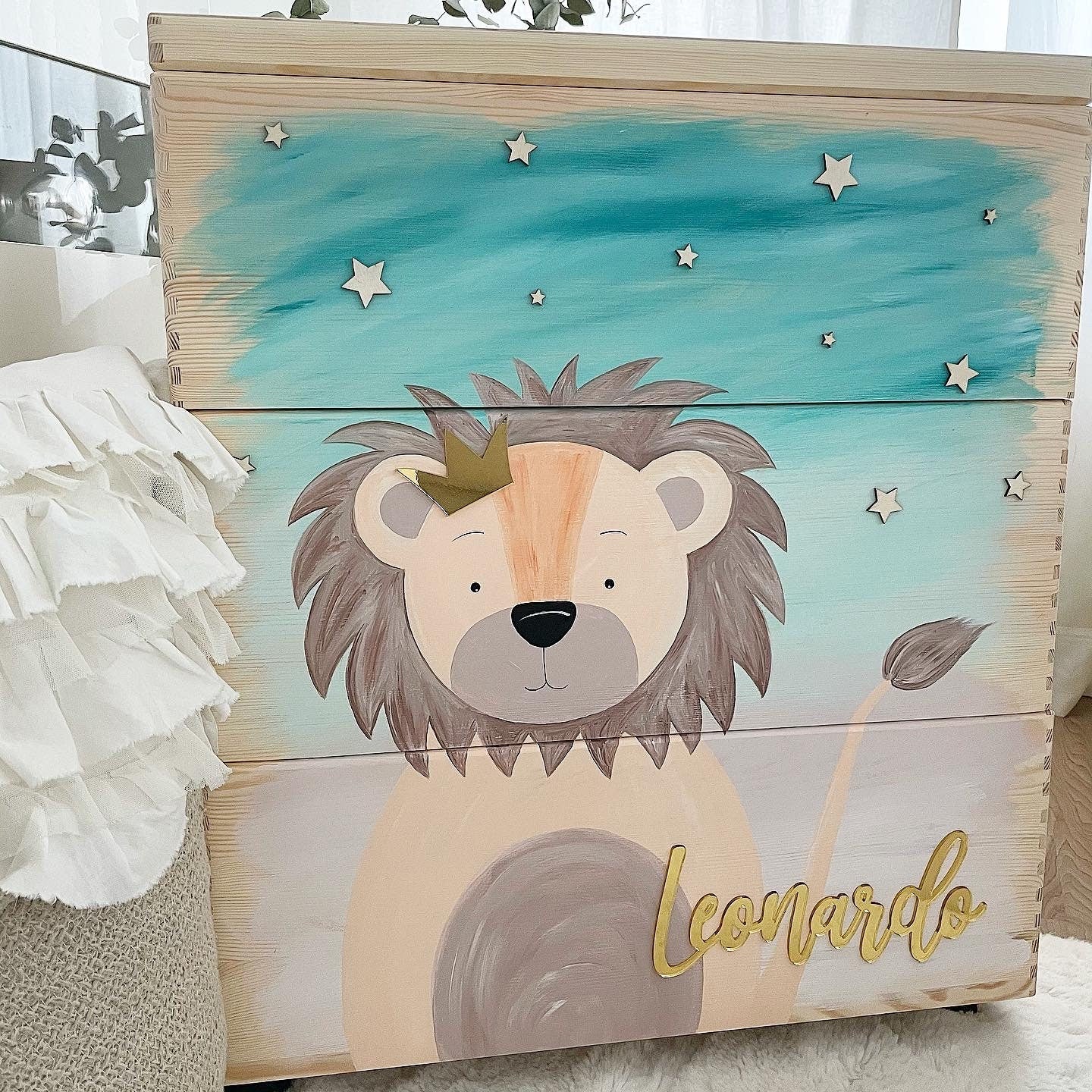 Stapelkiste Groß 3er auf Rollen 3D Lion King - Wood Kids World