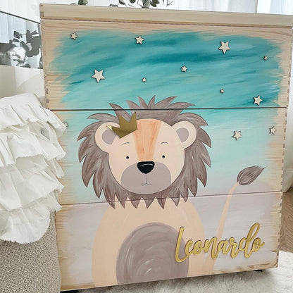 Stapelkiste Groß 3er auf Rollen 3D Lion King - Wood Kids World