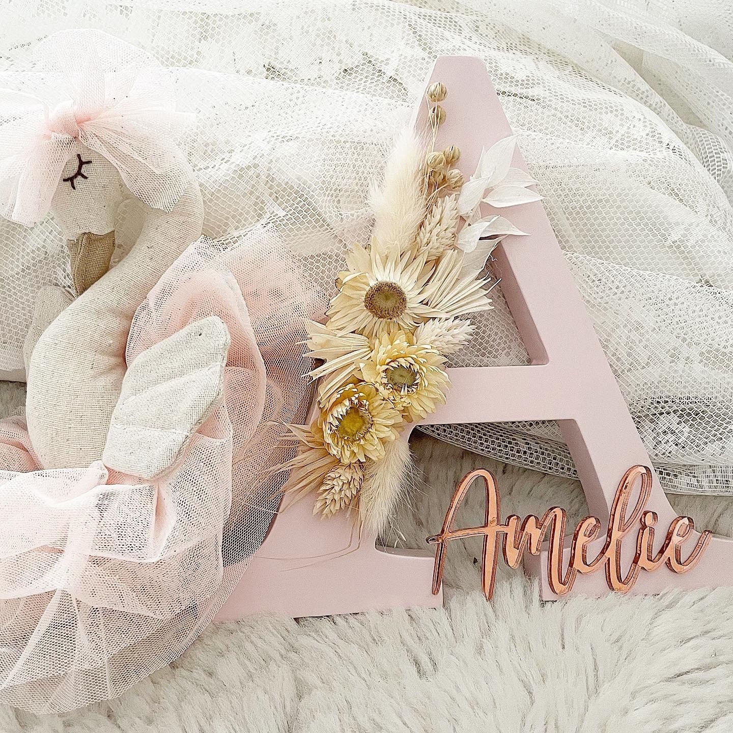 Dusty Rosé Flowerletters - Wood Kids World