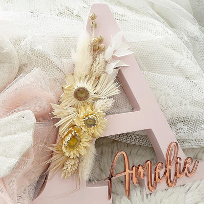 Dusty Rosé Flowerletters - Wood Kids World