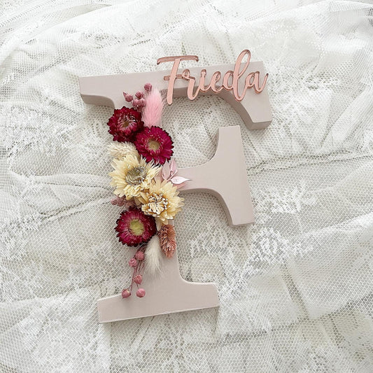 Dusty Beige Flowerletters - Wood Kids World
