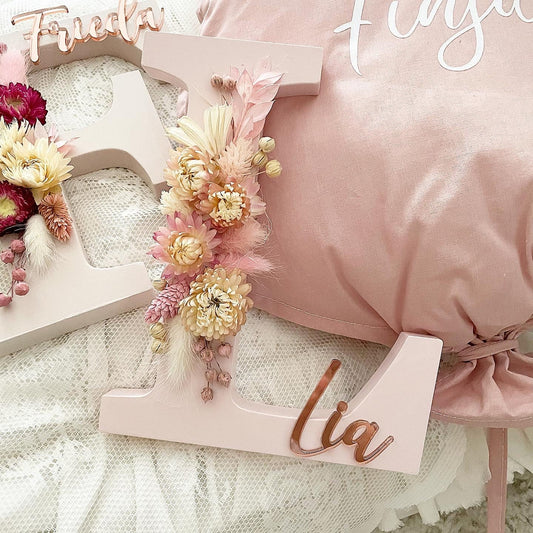Dusty Rosé Flowerletters - Wood Kids World