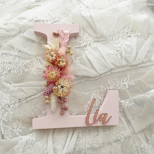 Dusty Rosé Flowerletters - Wood Kids World