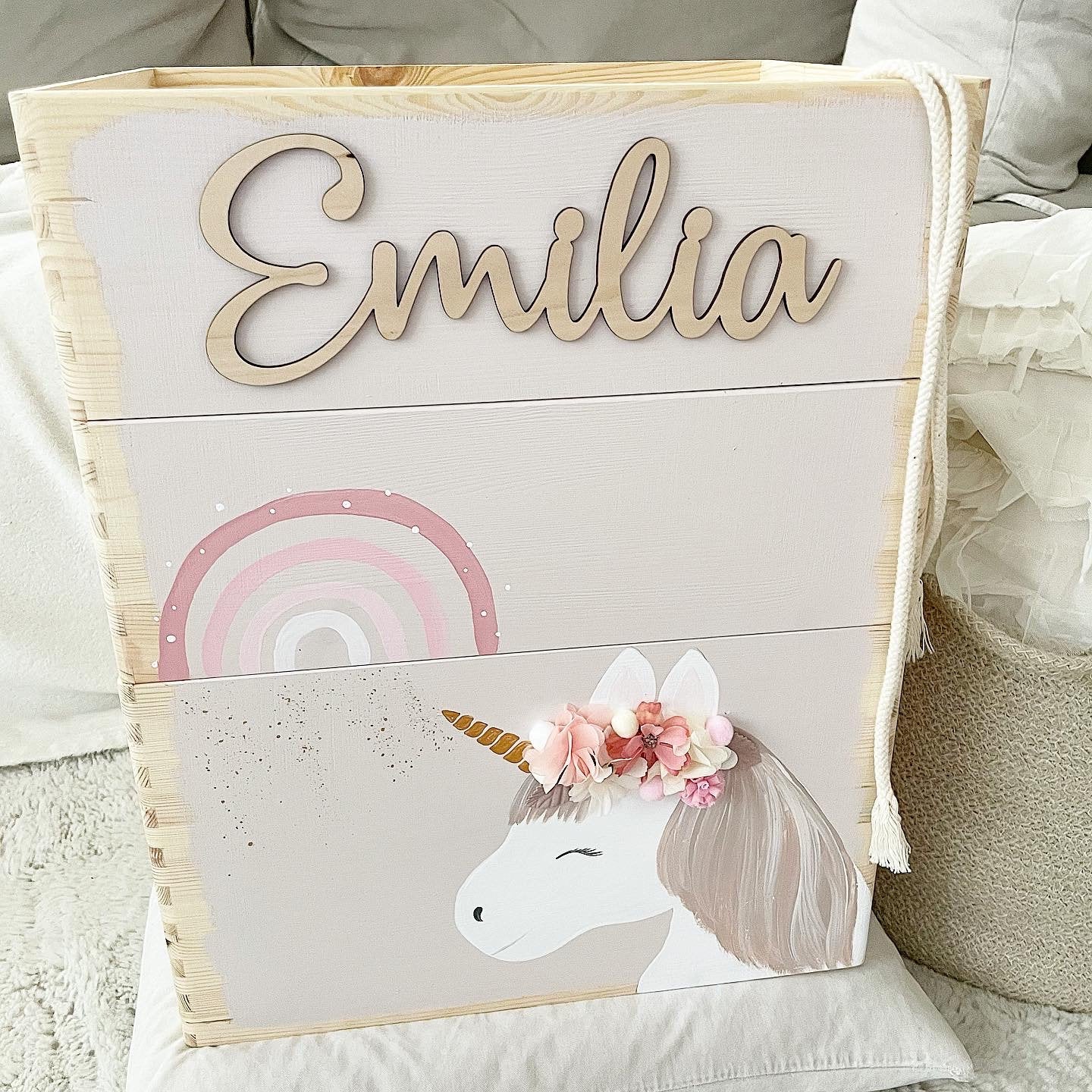 Stapelkiste Groß 3er Set 3D Einhorn - Wood Kids World