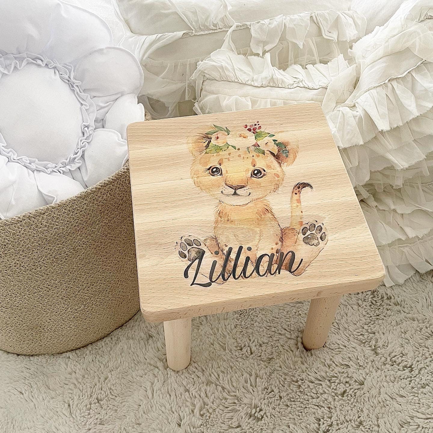 Hocker Baby Löwe - Wood Kids World