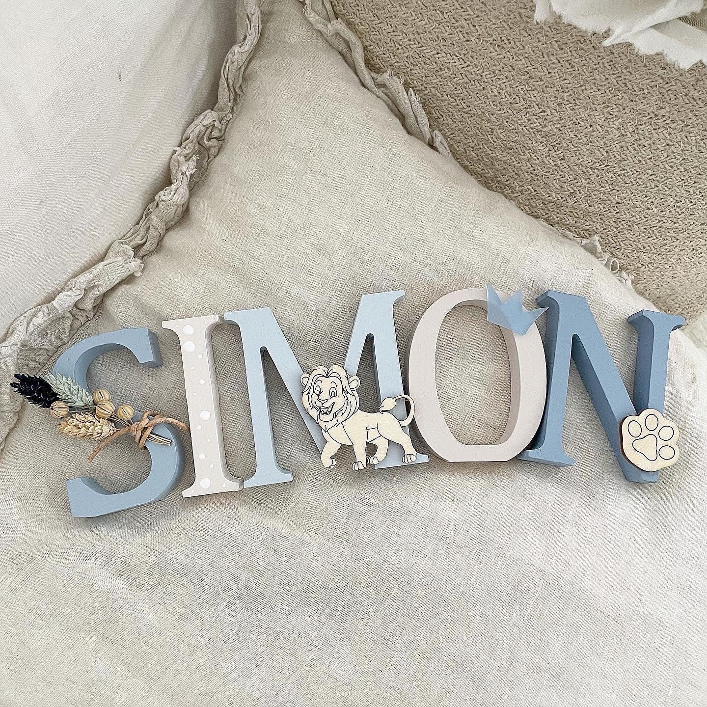 Türname Löwe Blau Deko - Wood Kids World