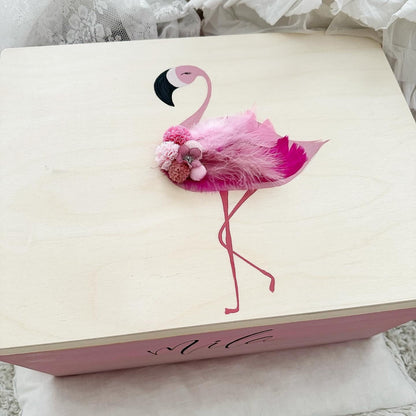 Kiste 3D Flamingo mit Blumen - Wood Kids World