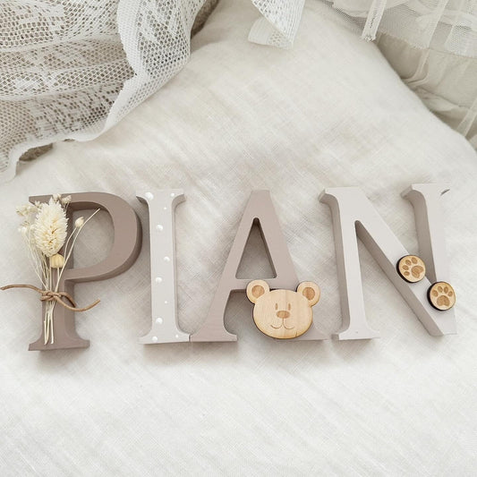 Türname Bär Taupe  Deko - Wood Kids World