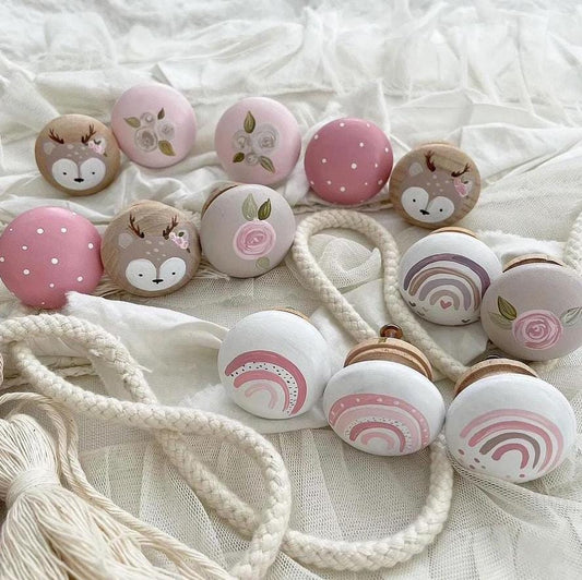 Deko Knöpfe Rainbow, Reh, Rosen - Wood Kids World