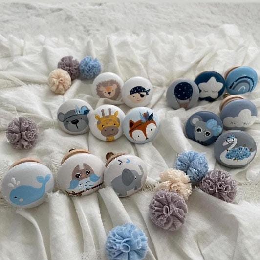 Deko Knöpfe Tiere, Wolken, Rainbow, ... - Wood Kids World
