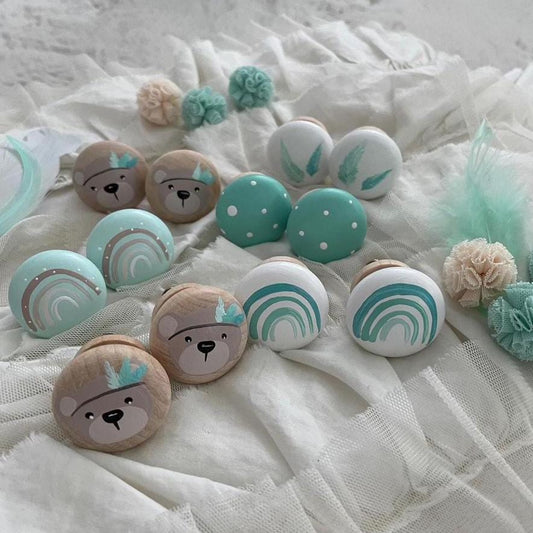 Deko Knöpfe Boho Bären, Rainbow - Wood Kids World