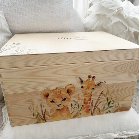 Kiste Löwe Giraffe - Wood Kids World