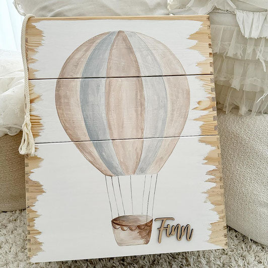 Boîte empilable grande montgolfière aquarelle 3 pièces