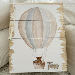 Boîte empilable grande montgolfière aquarelle 3 pièces