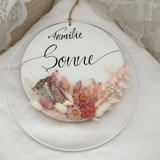Couronne de porte en Rosé Blanc