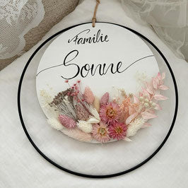 Couronne de porte en Rosé Blanc
