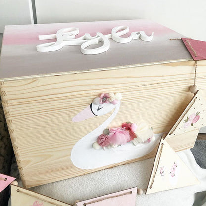 Cygne en boîte avec fleurs 3D