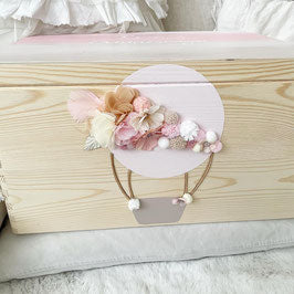 Boîte ballon 3D avec fleurs dégradé rose